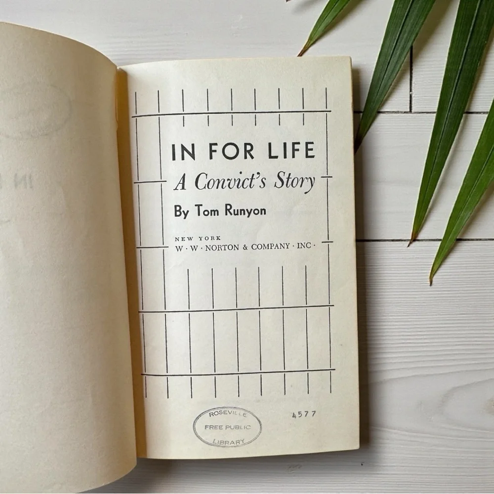 In for Life: A Convict’s Story 1953 First Edition Vintage Prison Memoir